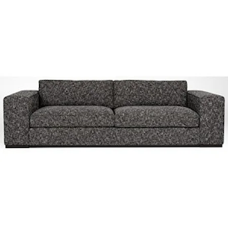 Contemporary 2-Seat Sofa with Wood Base